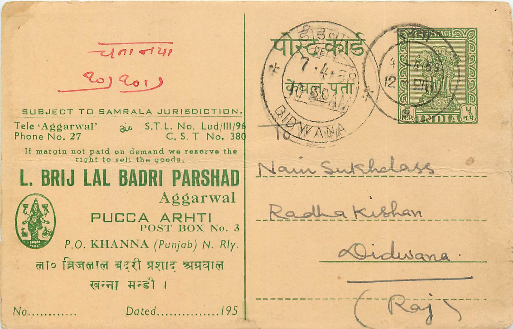 Inde India Entier Postal Stationary Tigre