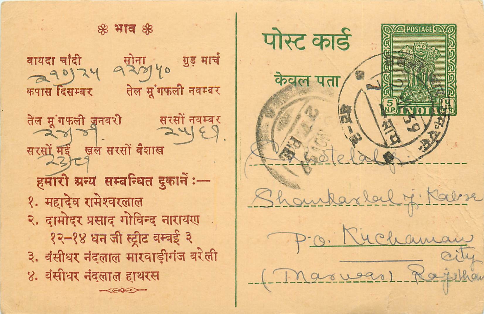 Inde India Entier Postal Stationary Tigre