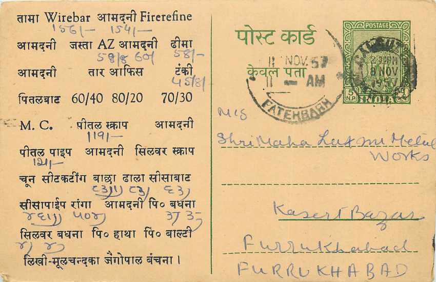 Inde India Entier Postal Stationary Tigre