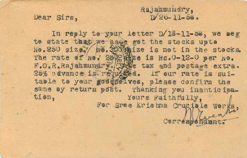 Inde India Entier Postal Stationary Tigre — Verso