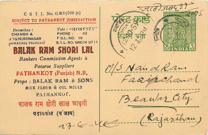 Inde India Entier Postal Stationary Tigre