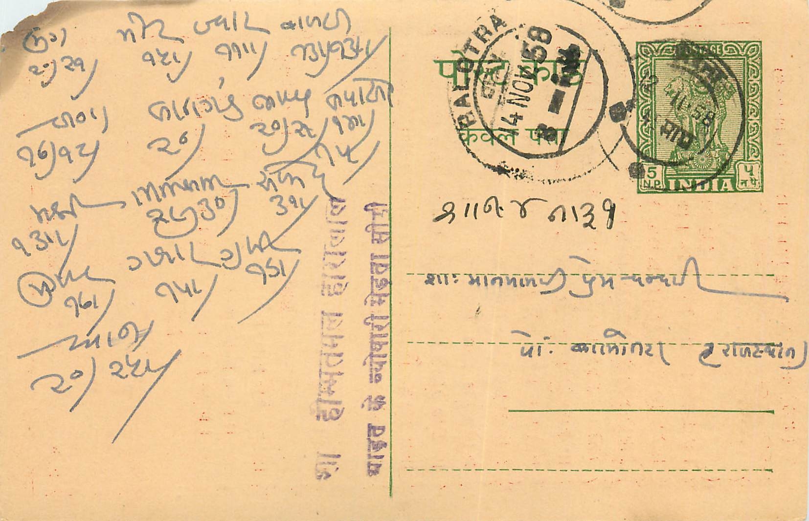 Inde India Entier Postal Stationary Tigre