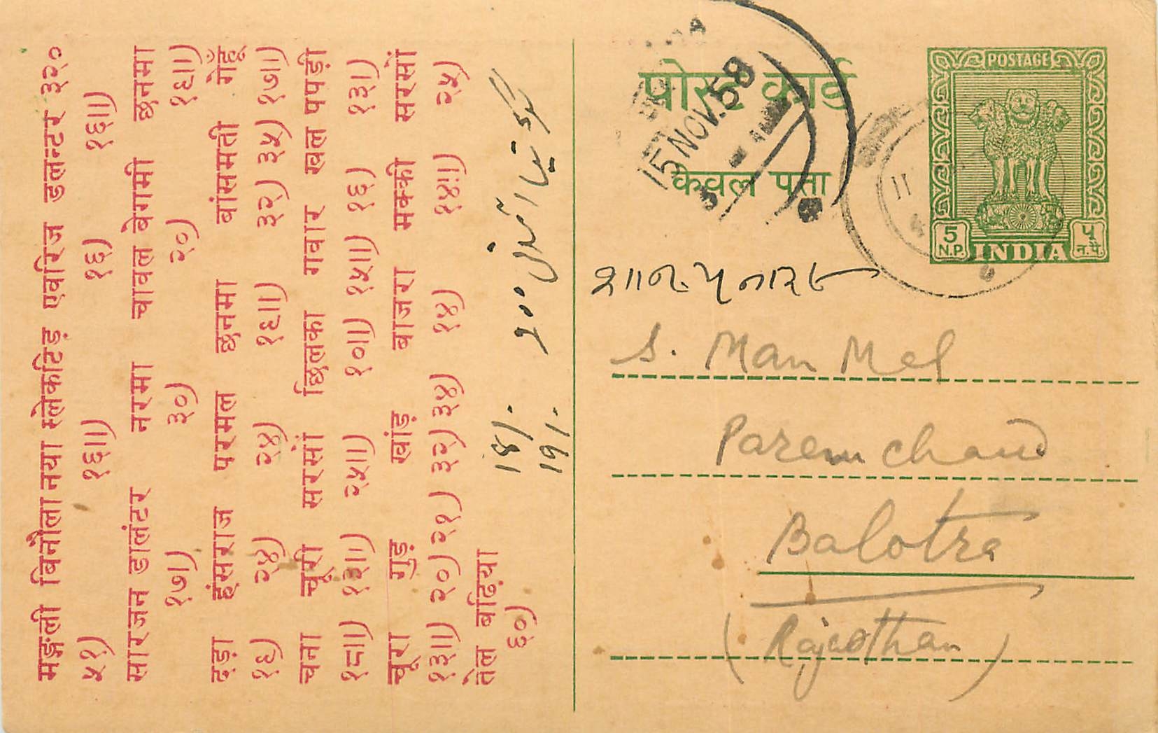 Inde India Entier Postal Stationary Tigre