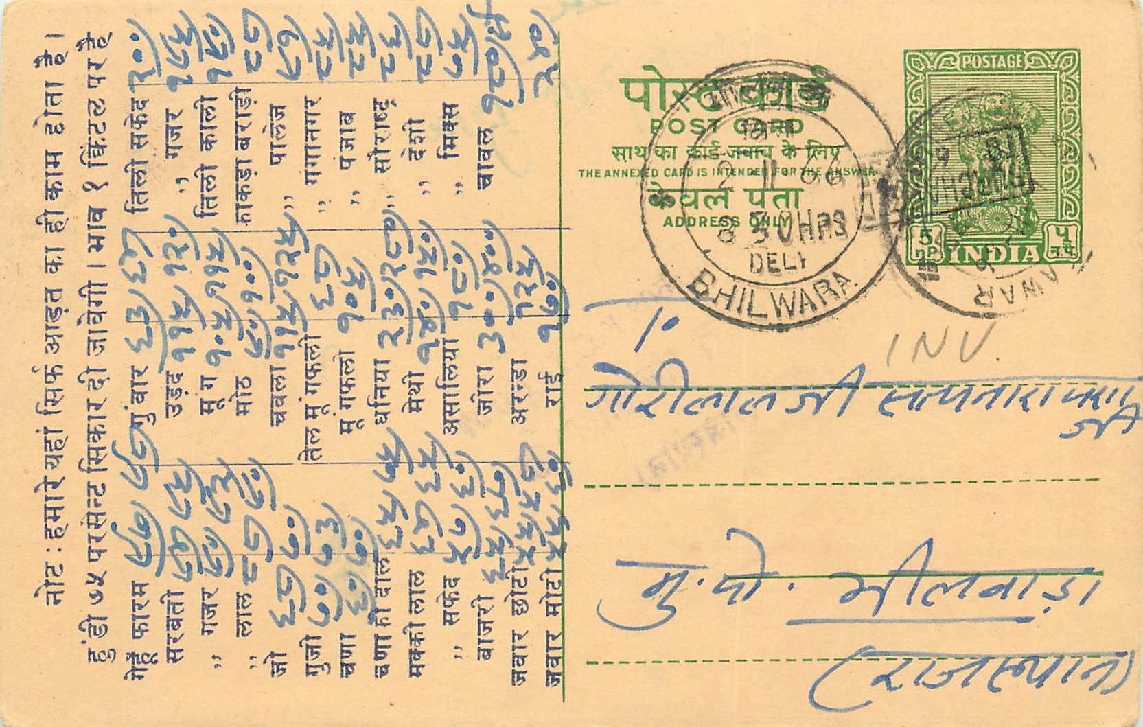 Inde India Entier Postal Stationary Tigre
