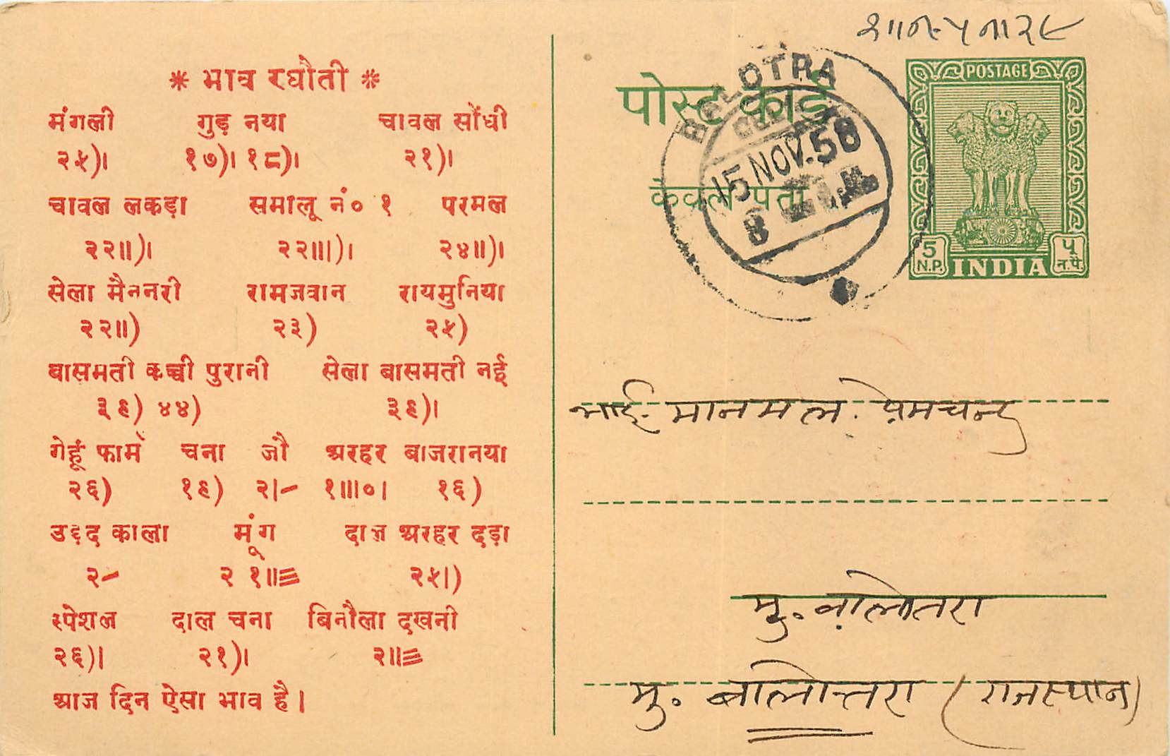 Inde India Entier Postal Stationary Tigre