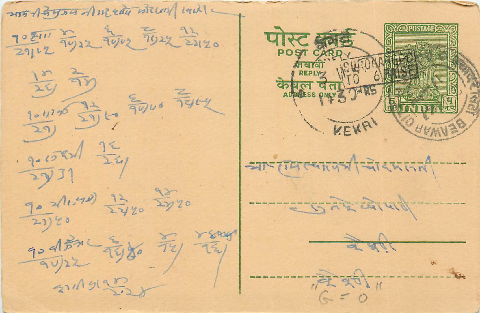 Inde India Entier Postal Stationary Tigre