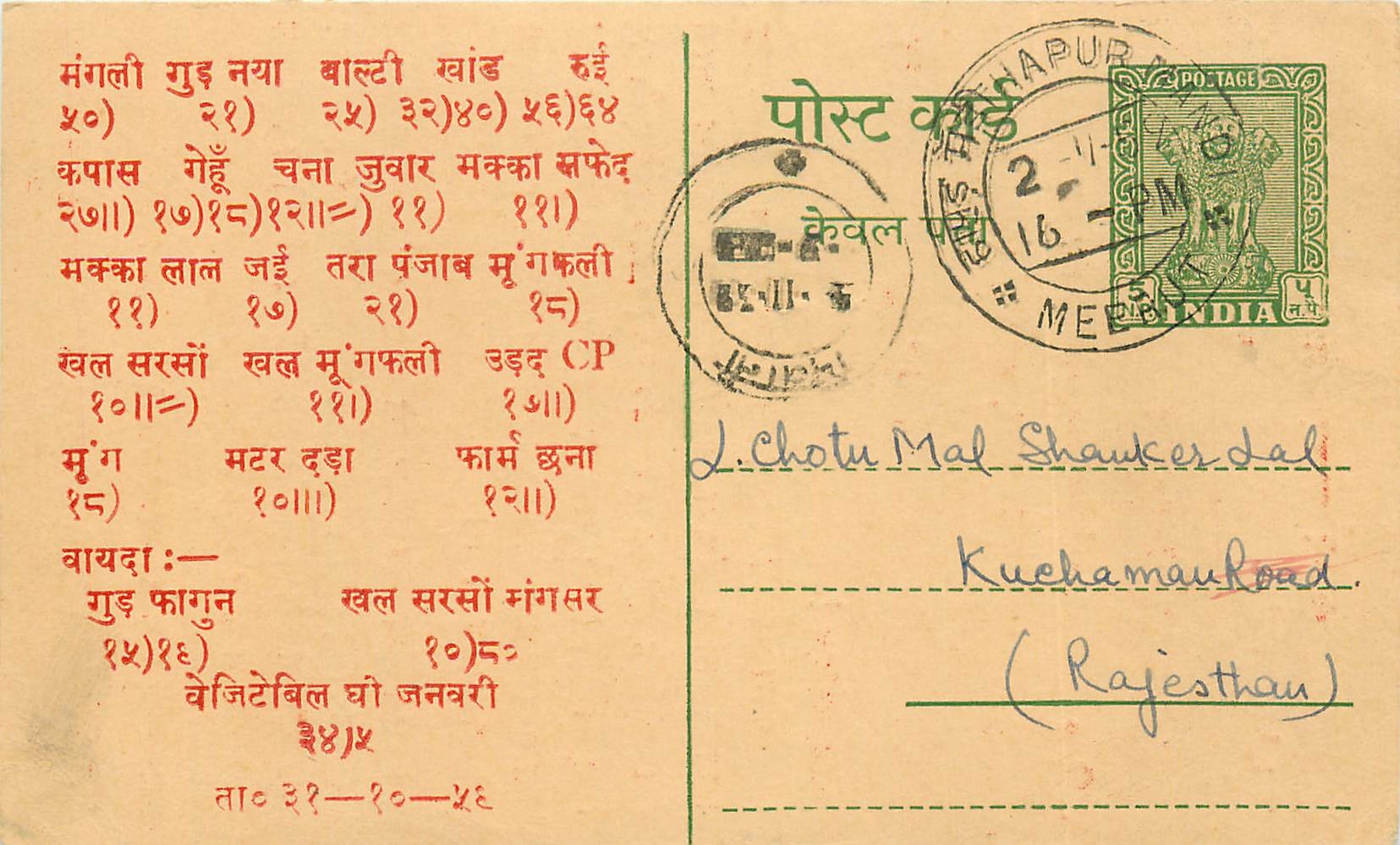 Inde India Entier Postal Stationary Tigre