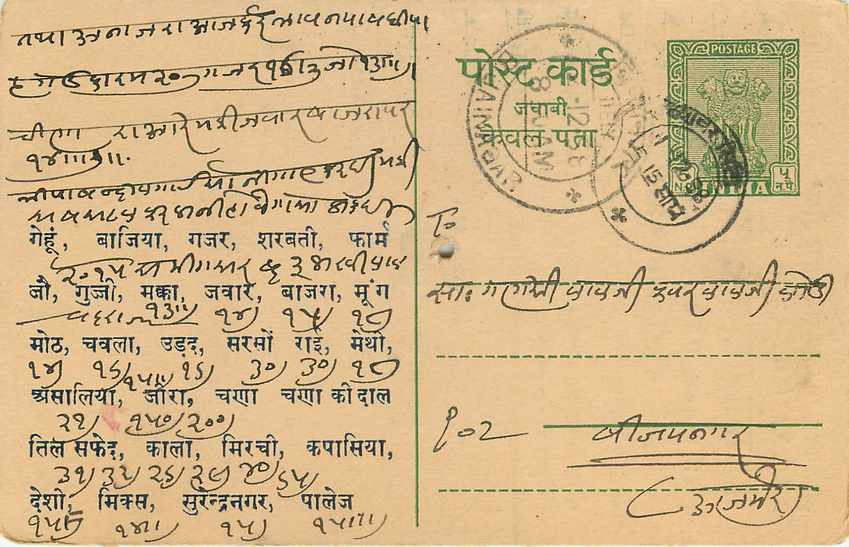Inde India Entier Postal Stationary Tigre — Verso