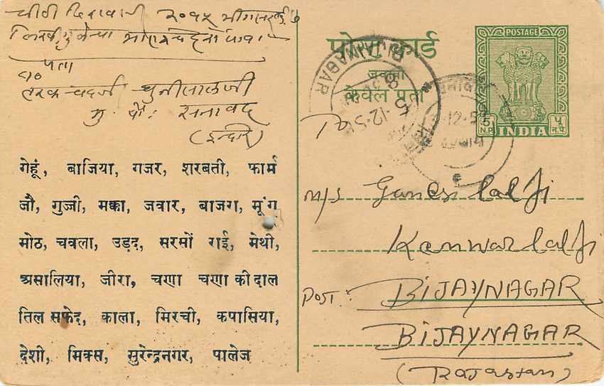 Inde India Entier Postal Stationary Tigre — Verso