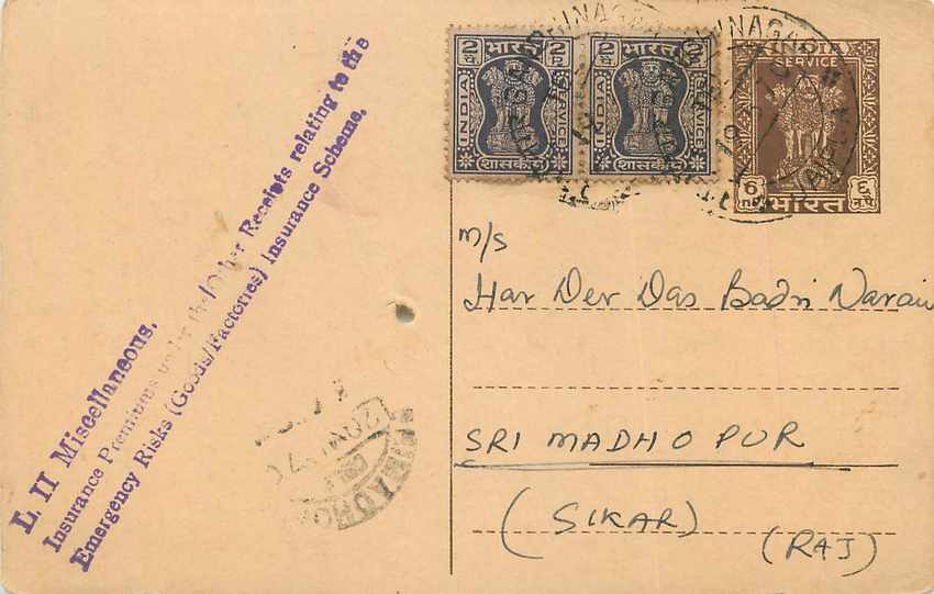 Inde India Entier Postal Stationary Tigre