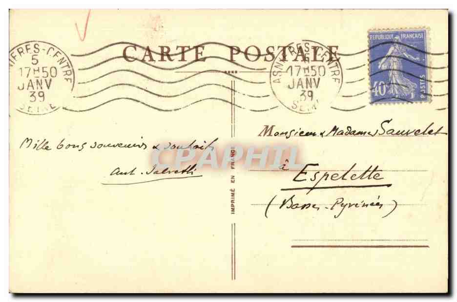 CPA La famille La becquee — Rückseite