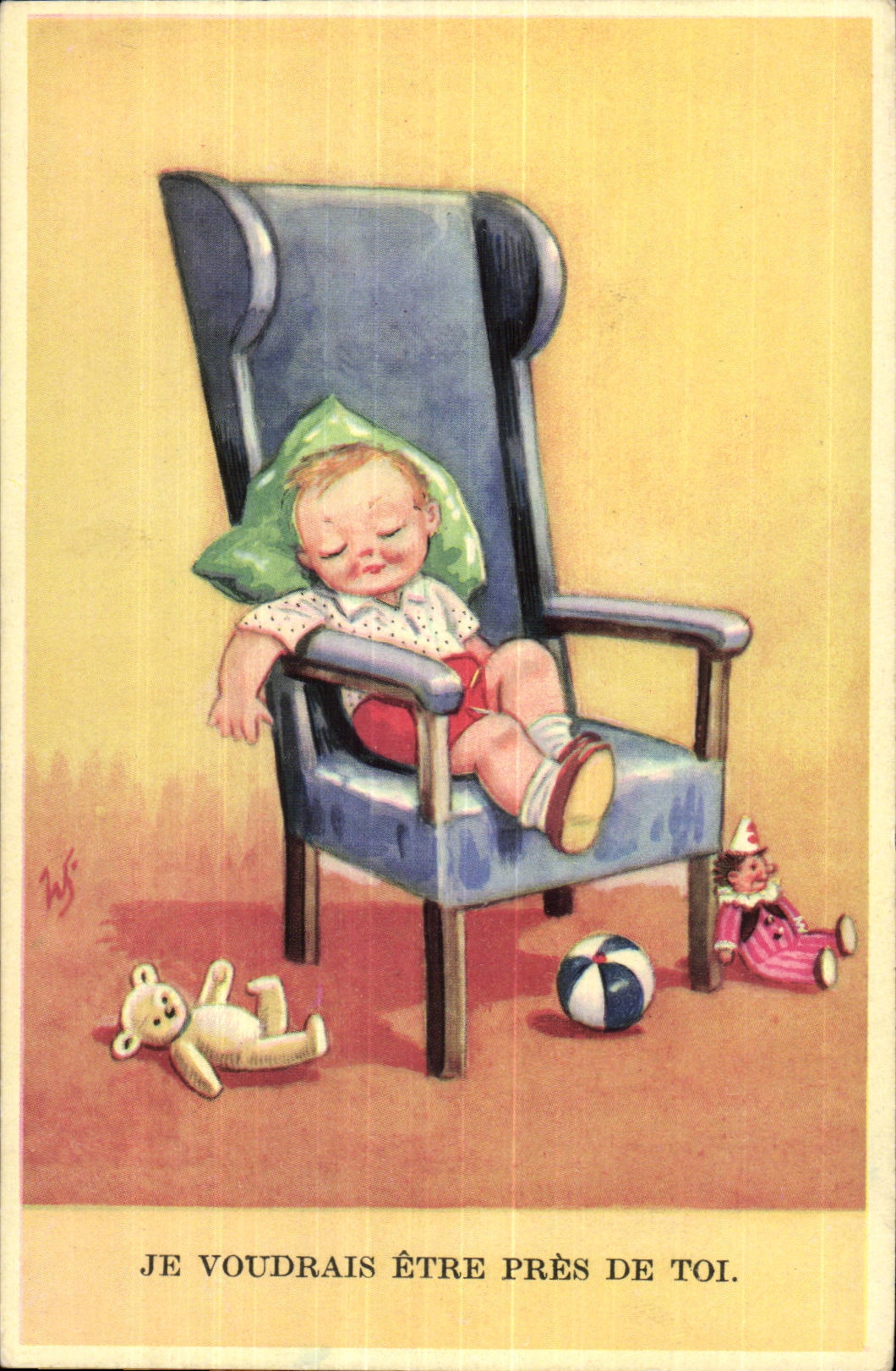 CPA Je voudrais etre pres de toi (enfant nounours)