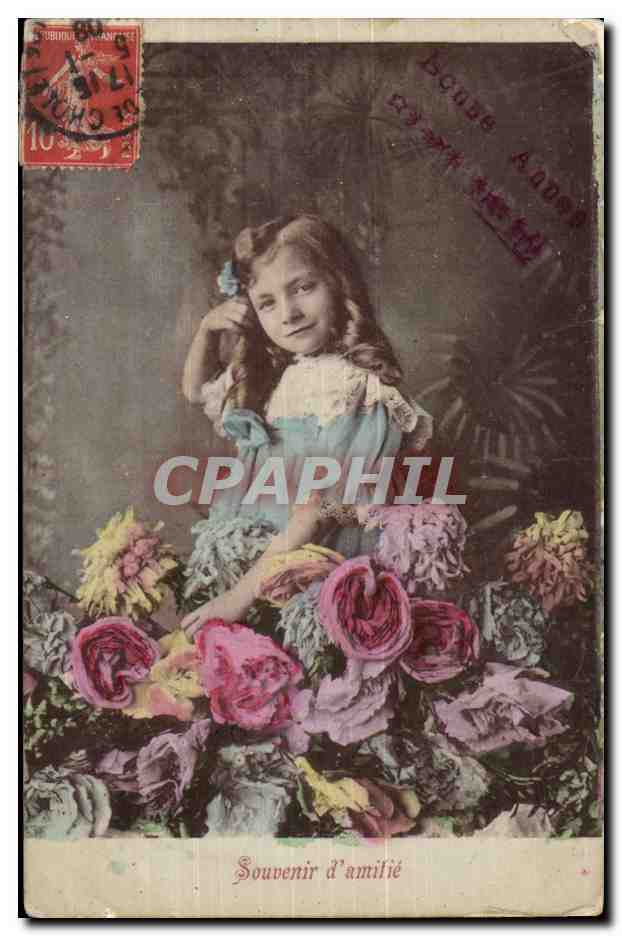 CPA Enfant Fille Souvenir d'amitie