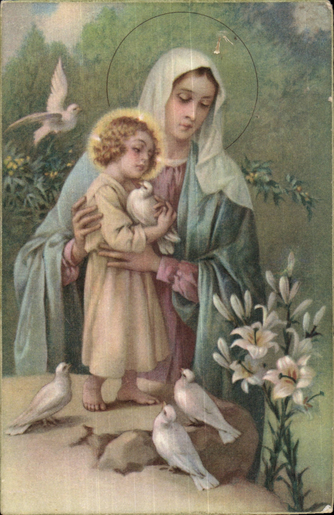 CPA Vierge et enfant Colombes FAntaisie