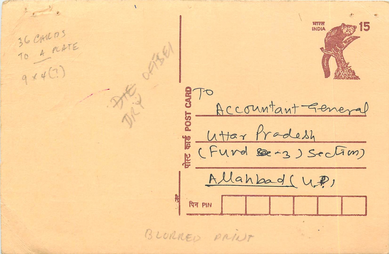 Inde India Cover Card Monkey Singe Lemurien Postal Stationary