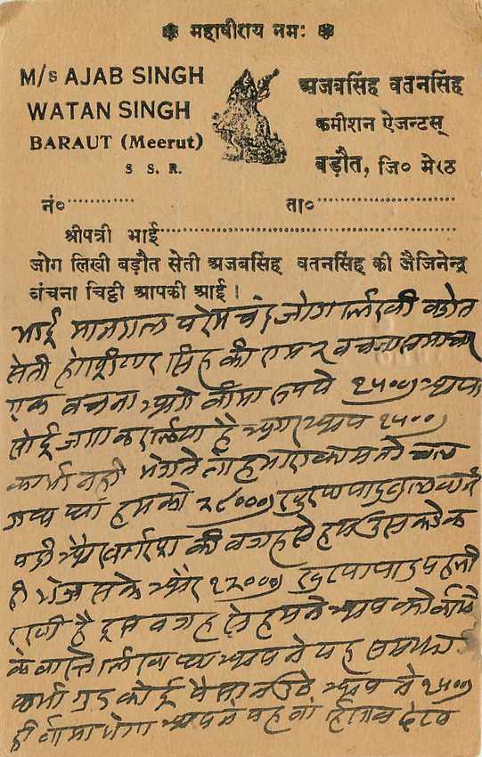 Inde India Cover Card Postal Stationary — Verso