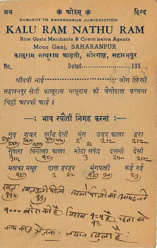 Inde India Cover Card Postal Stationary — Verso