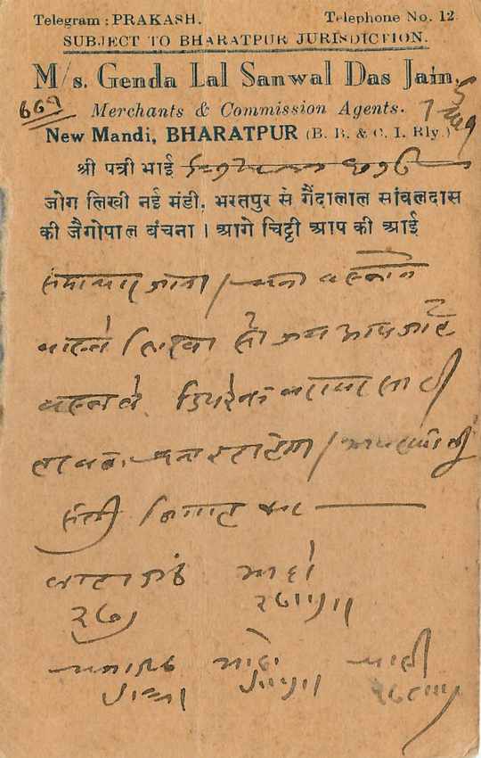 Inde India Cover Card Postal Stationary — Verso