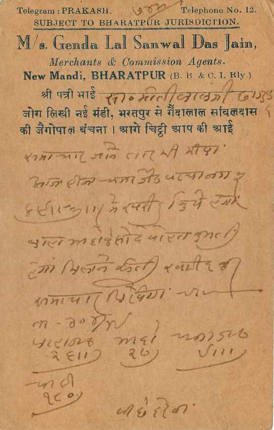 Inde India Cover Card Postal Stationary — Verso