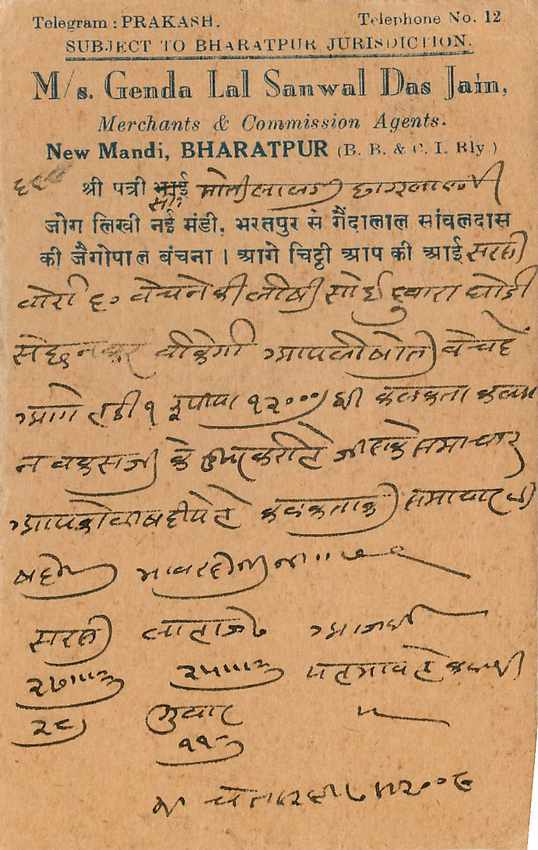 Inde India Cover Card Postal Stationary — Verso