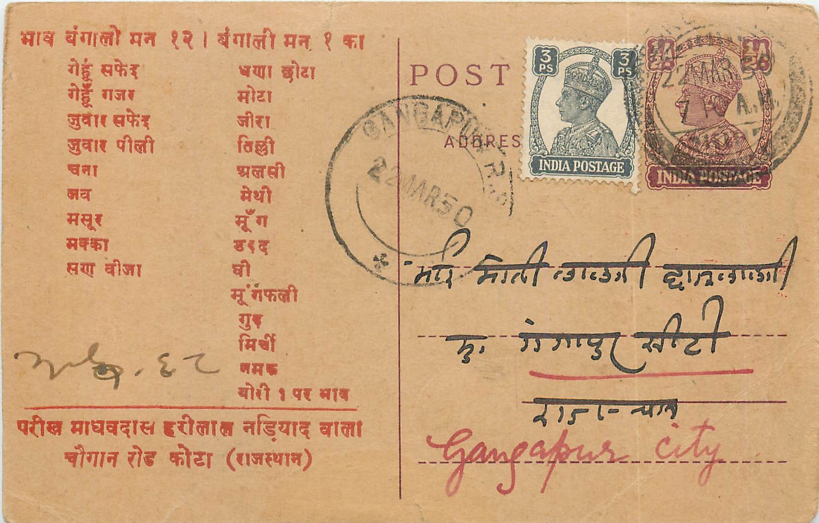 Inde India Cover Card Postal Stationary