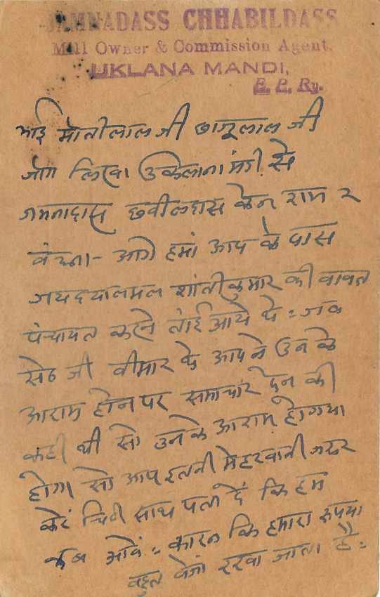 Inde India Cover Card Postal Stationary — Verso