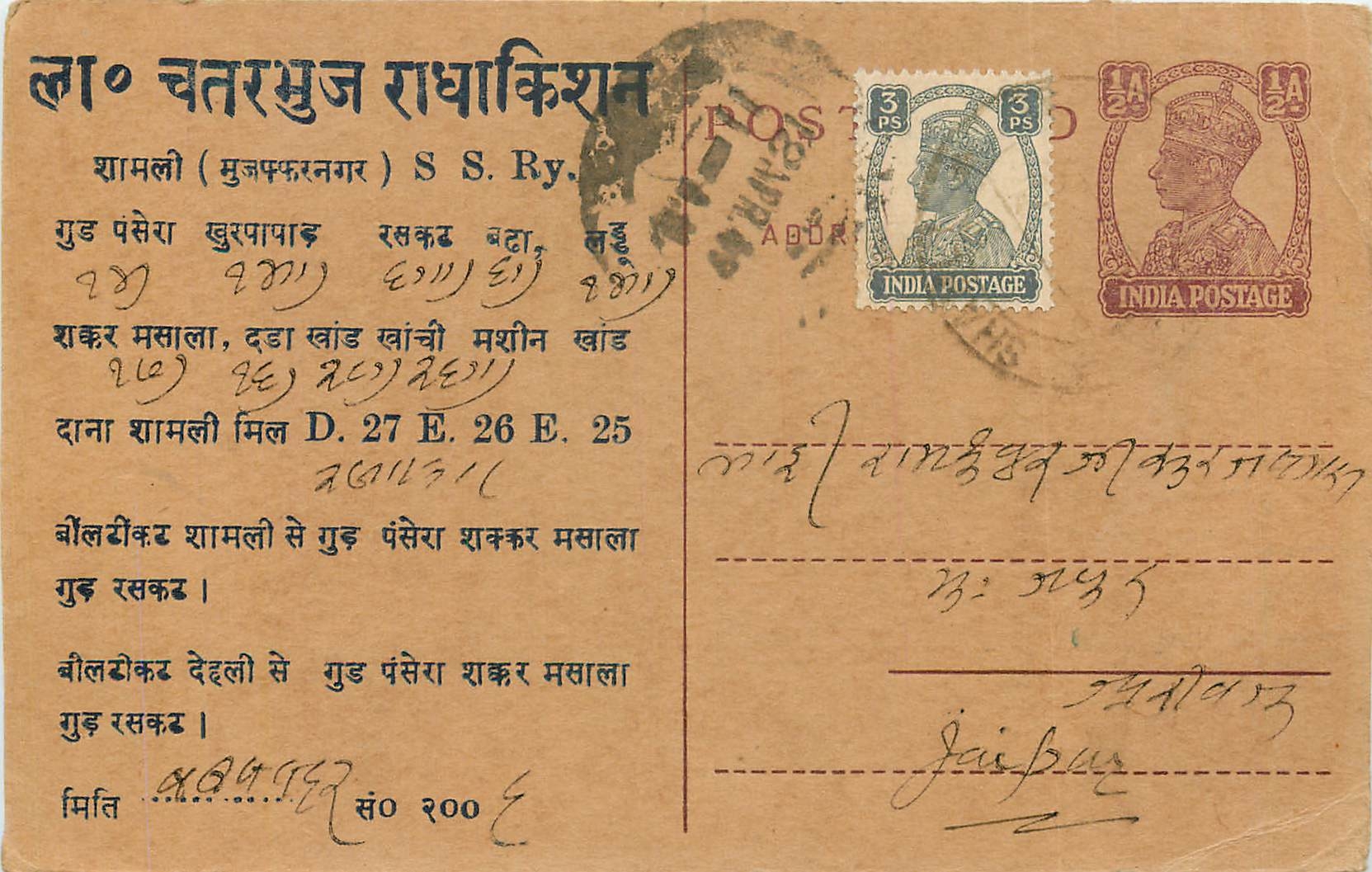 Inde India Cover Card Postal Stationary