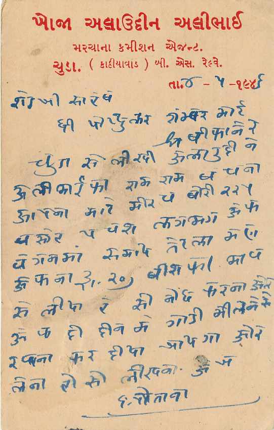 Inde India Cover Card Postal Stationary — Verso