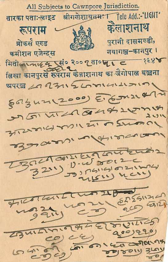 Inde India Cover Card Postal Stationary — Verso