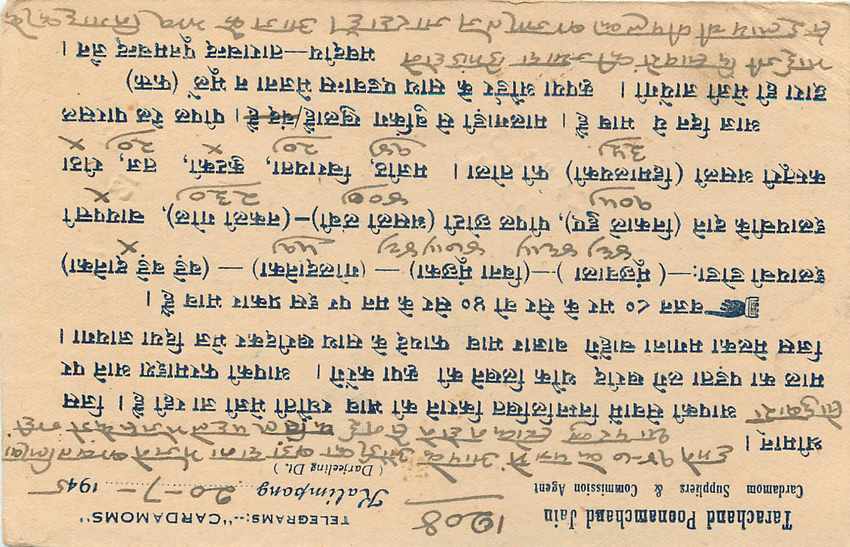 Inde India Cover Card Postal Stationary — Verso