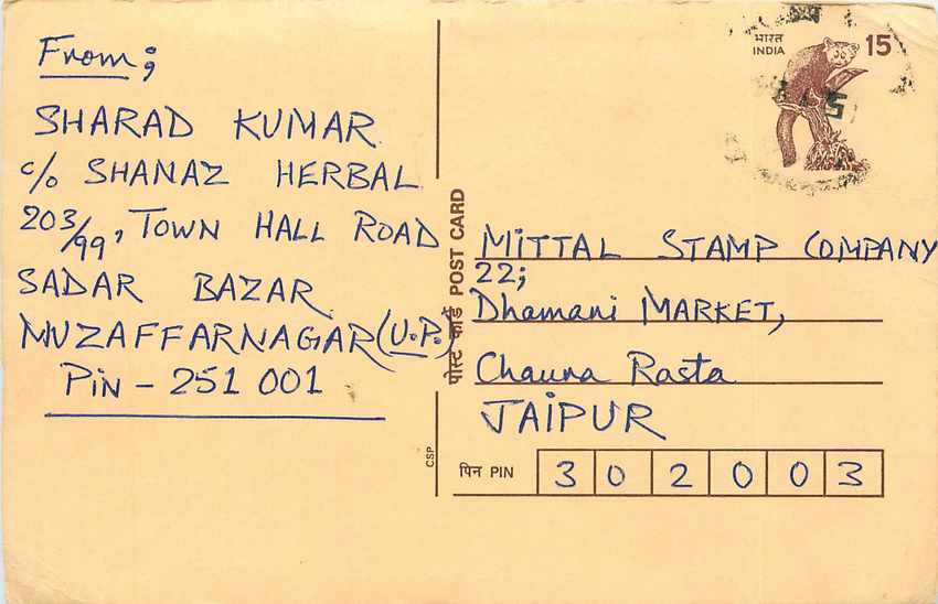 Inde India Cover Card Postal Stationary Singe Monkey Lemurien