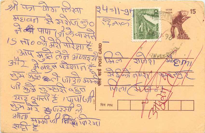 Inde India Cover Card Postal Stationary Singe Monkey Lemurien