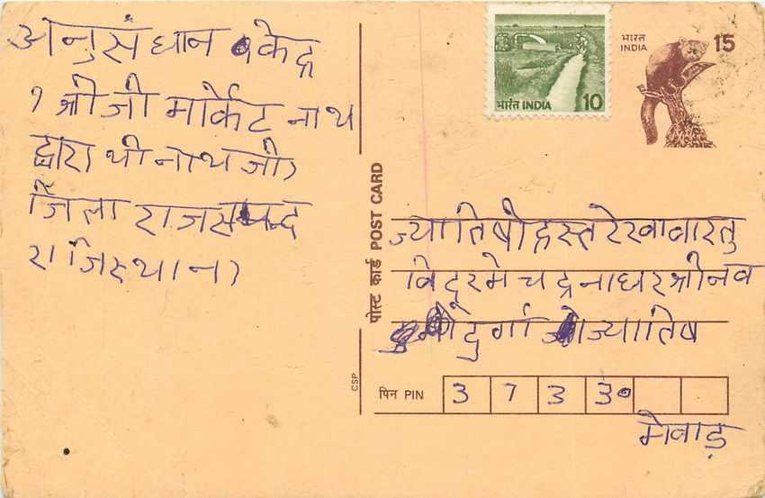 Inde India Cover Card Postal Stationary Singe Monkey Lemurien