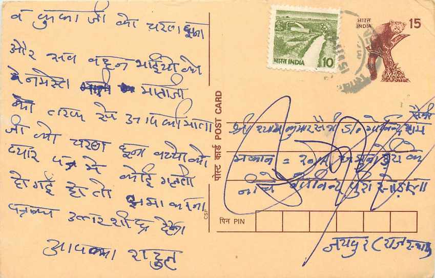 Inde India Cover Card Postal Stationary Singe Monkey Lemurien