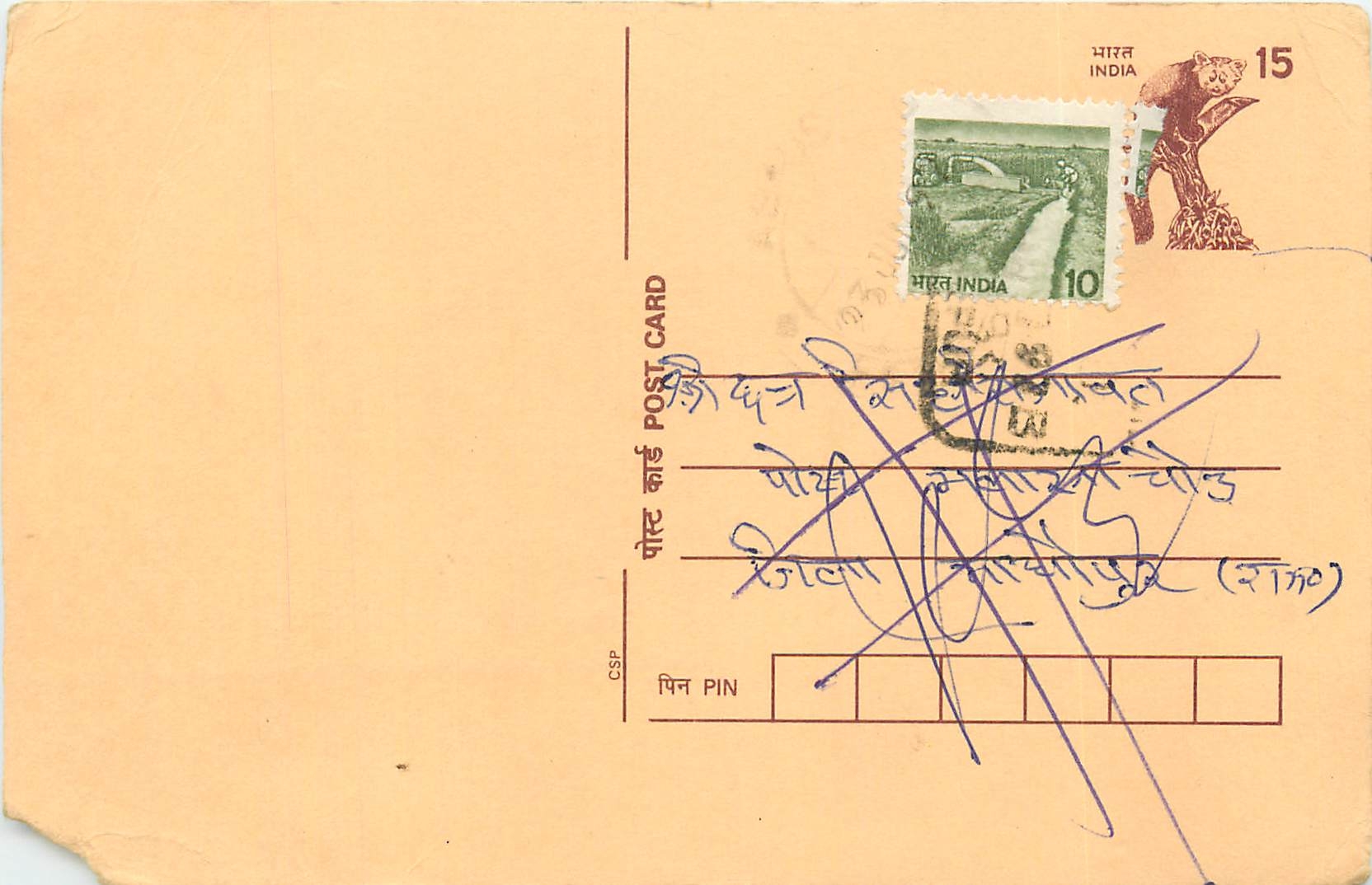 Inde India Cover Card Postal Stationary Singe Monkey Lemurien