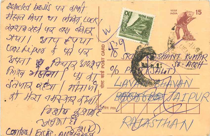 Inde India Cover Card Postal Stationary Singe Monkey Lemurien