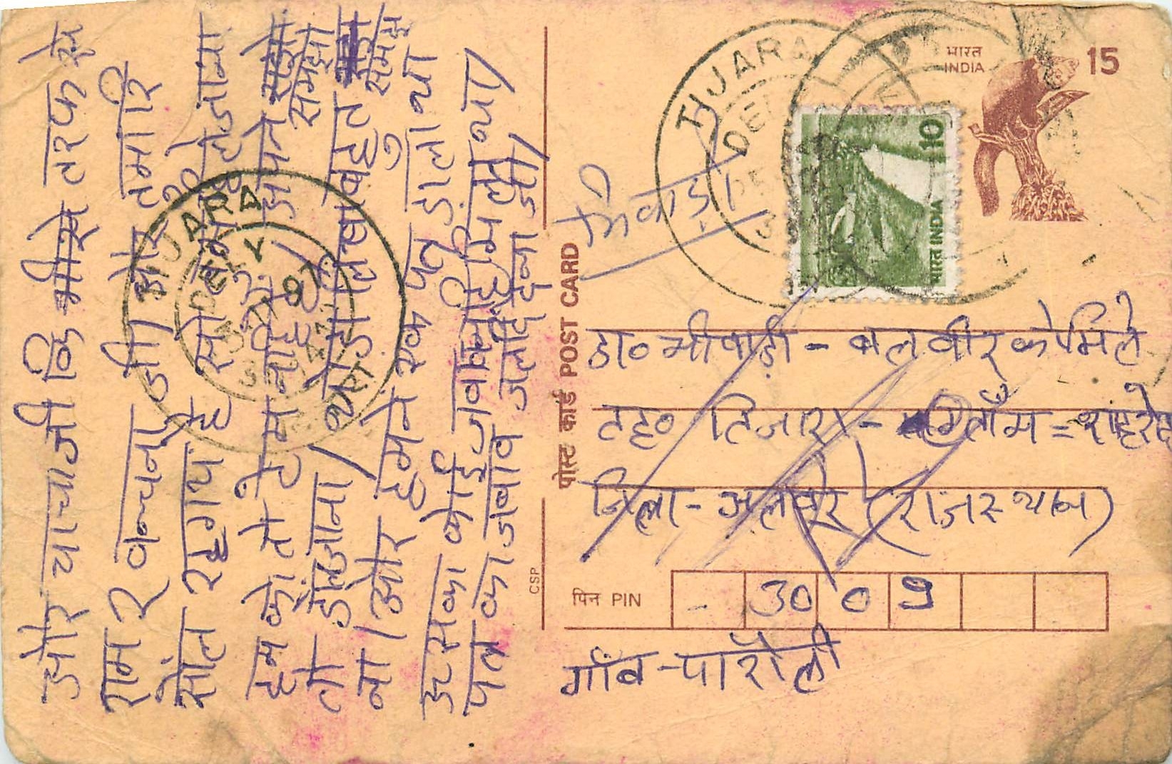 Inde India Cover Card Postal Stationary Singe Monkey Lemurien