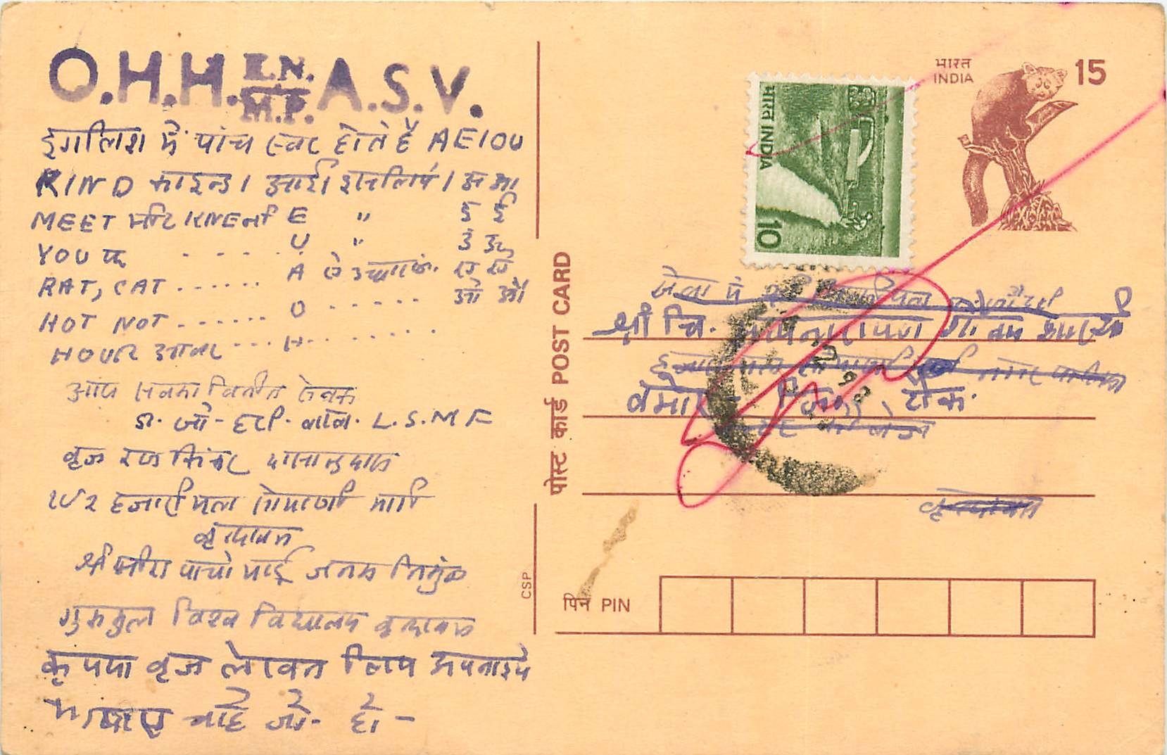 Inde India Cover Card Postal Stationary Singe Monkey Lemurien