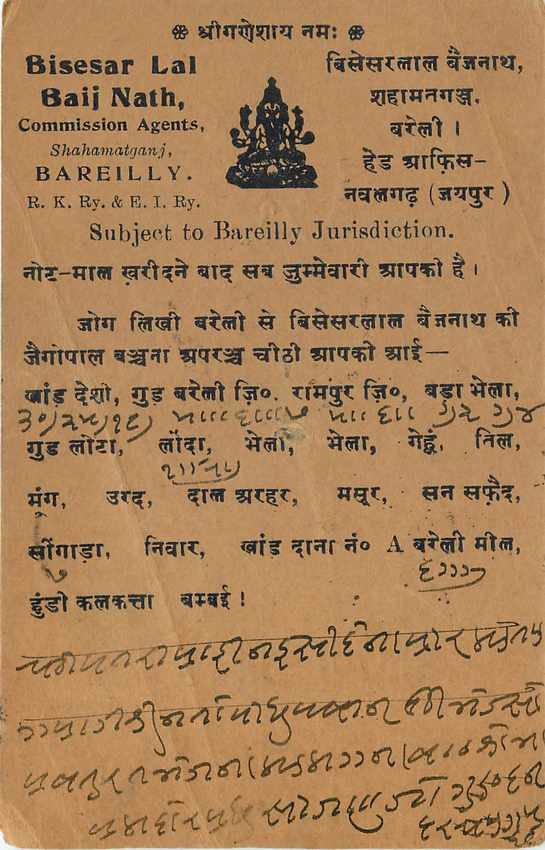 Inde India Cover Card Postal Stationary  — Verso