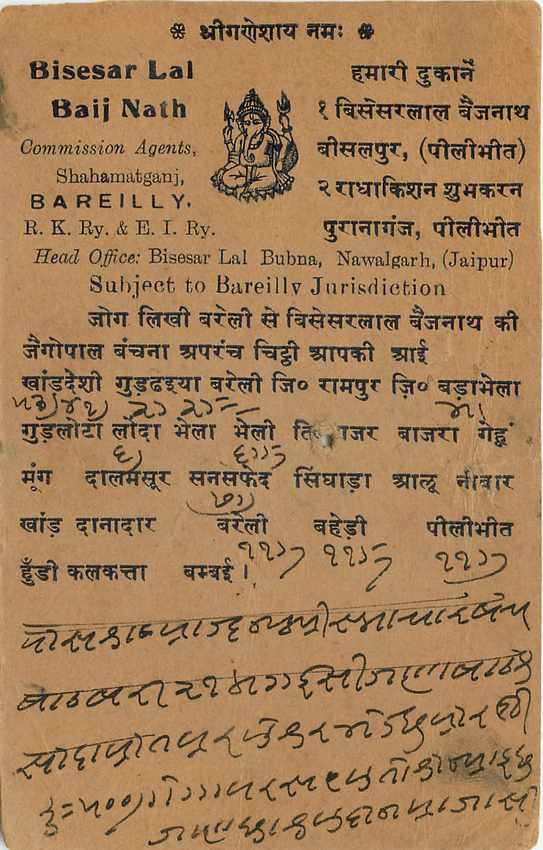 Inde India Cover Card Postal Stationary  — Verso