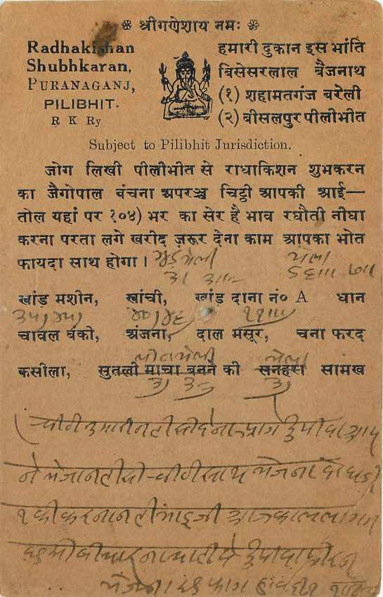 Inde India Cover Card Postal Stationary  — Verso