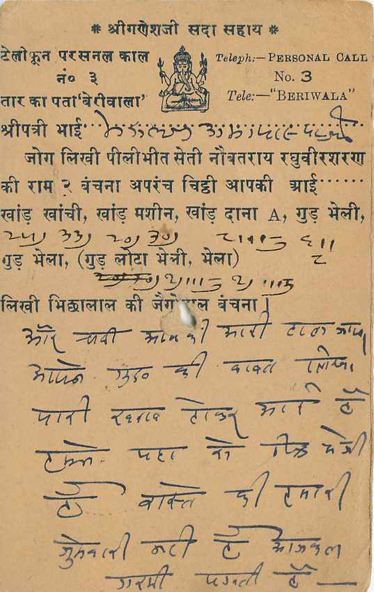 Inde India Cover Card Postal Stationary  — Verso