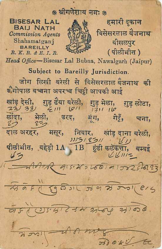 Inde India Cover Card Postal Stationary  — Verso