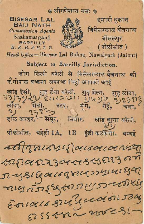 Inde India Cover Card Postal Stationary  — Verso