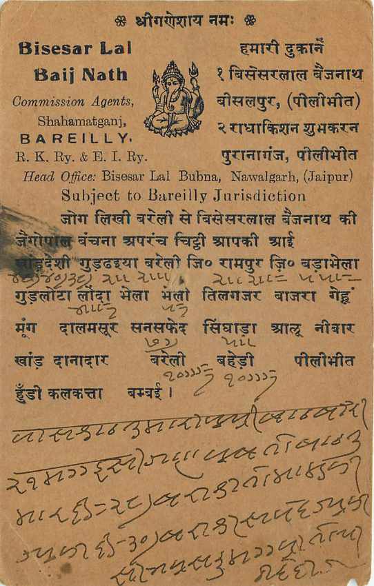 Inde India Cover Card Postal Stationary  — Verso