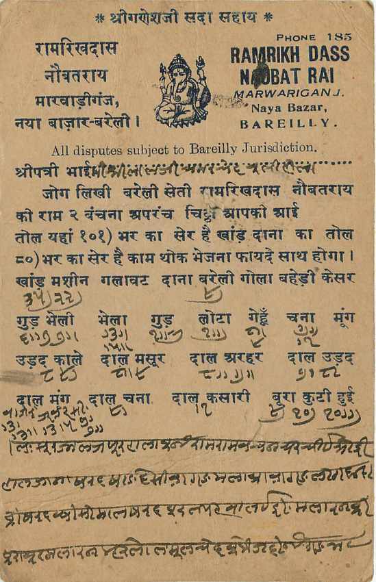 Inde India Cover Card Postal Stationary  — Verso