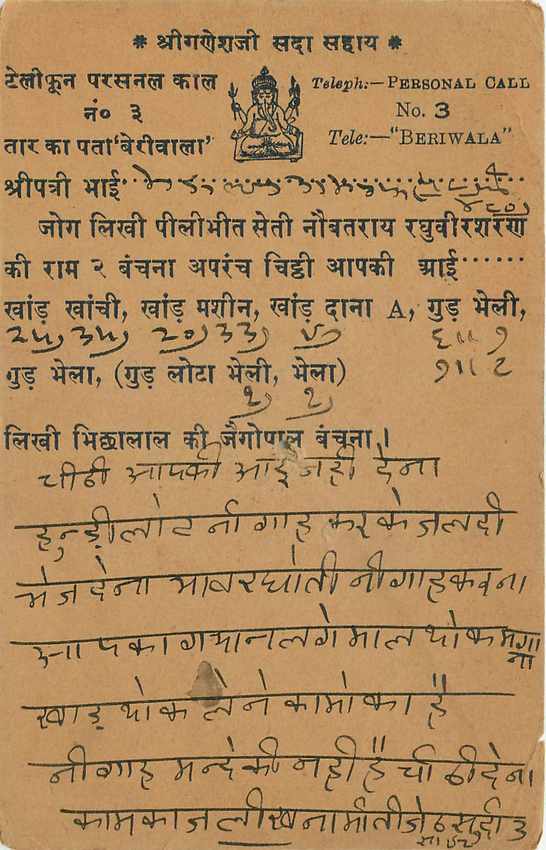 Inde India Cover Card Postal Stationary  — Verso