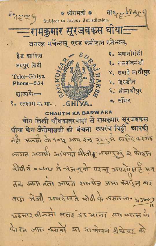 Inde India Cover Card Postal Stationary  — Rückseite