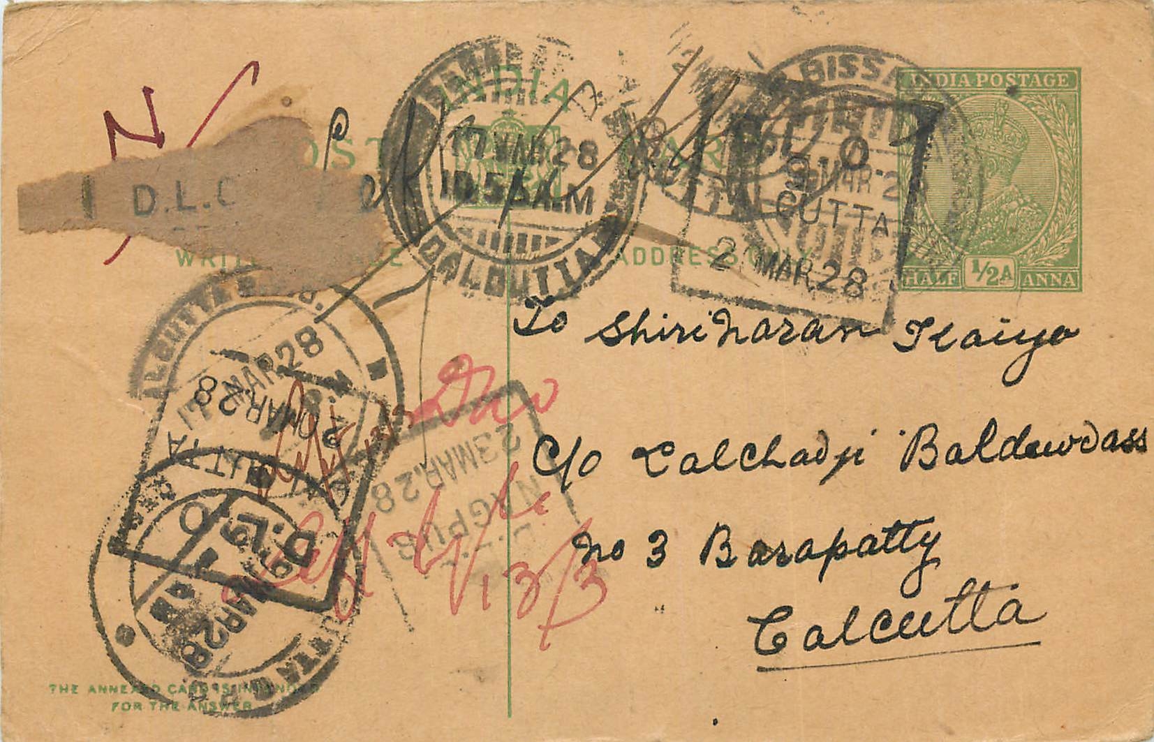 Inde India Cover Card Postal Stationary 