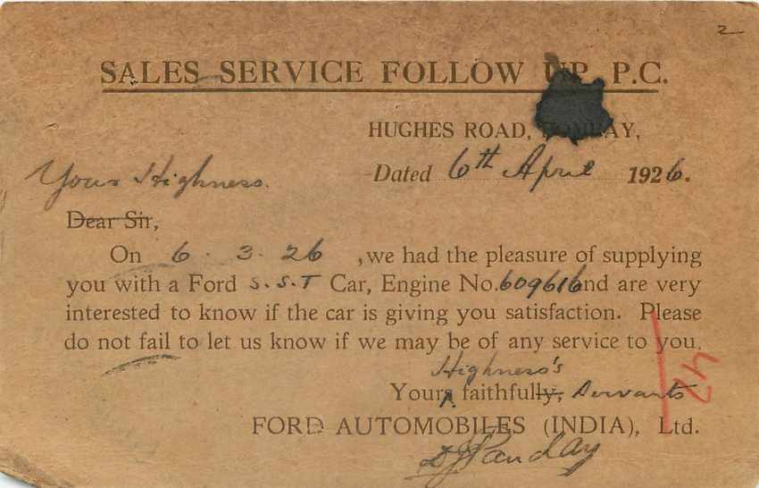 Inde India Cover Card Postal Stationary Buy a Ford Automobile — Rückseite